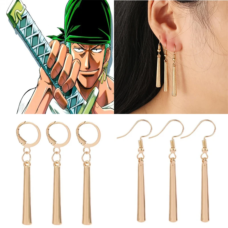 Heart move low price Fast Free Shipping 3Pcs Roronoa Zoro Earrings