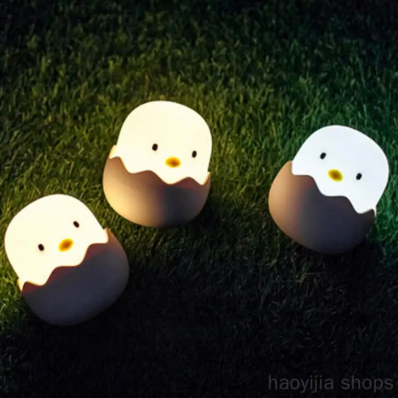 New children's baby kids USB charging romantic atmosphere night light silicone chicken egg touch sensor LED night light fashion