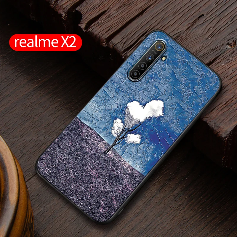 realmeX2 Embossed vintage East Asian Chinese Japanese style case For realme X2 X2 PRO Snow Mountain Decree Crane cover - Цвет: 10 X2