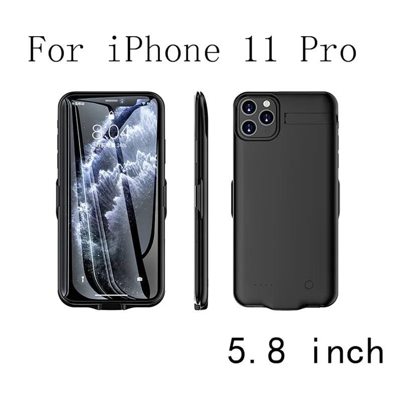 Для iPhone 11 Тонкий чехол для зарядного устройства s power Bank чехол для iPhone 11 Pro Max чехол с зажимом для задней панели чехол с подставкой для зарядки - Цвет: i11 Pro-Black