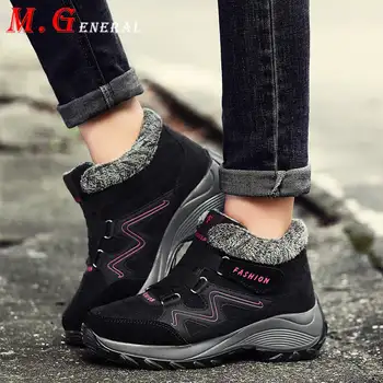 

Winter Women's Running Shoes Woman Plush Chunky Sport Sneakers for Women Warmest High Platform Sports Shoes Black Snow Shoe B04