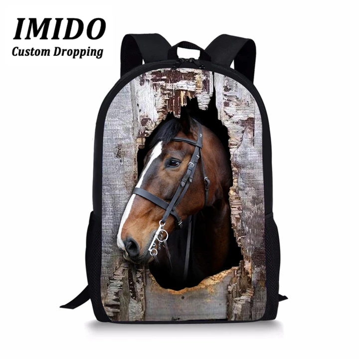 IMIDO школьные ранцы 3D Crazy Horse Печать школьный рюкзак для девочки в консервативном стиле на плечо школьный рюкзак для детей, мальчиков поставки сумка книги