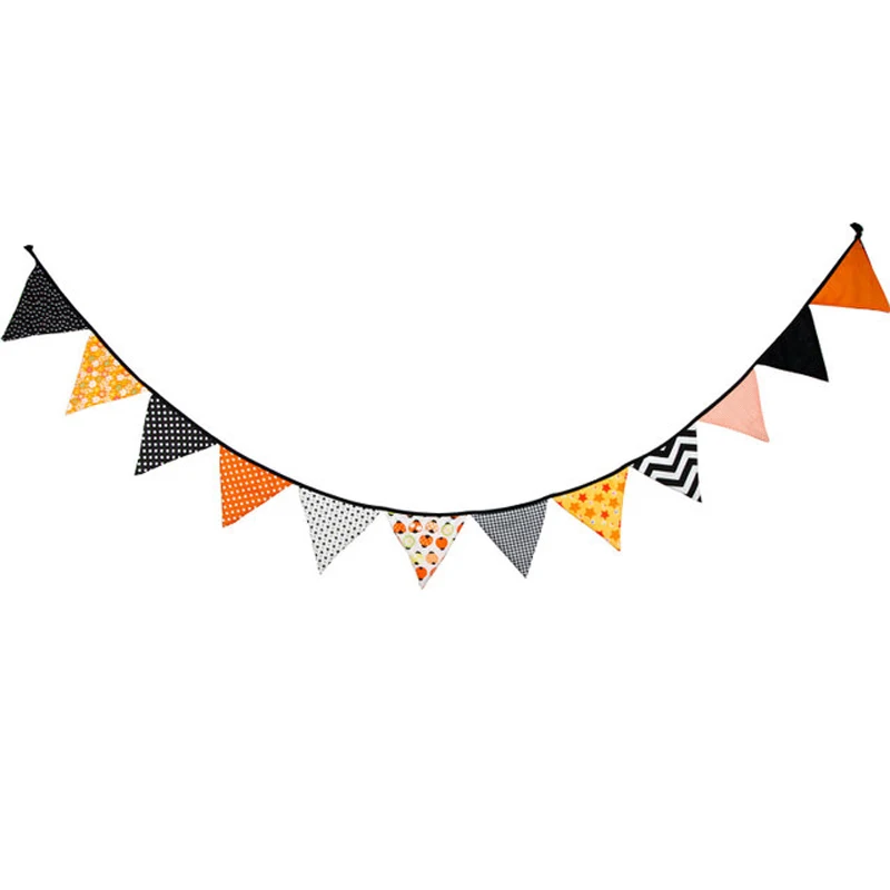 

3.2m 12 Flags Cotton Fabric Bunting Flags Banner Halloween Birthday Party Decoration Accessories Flags Banner
