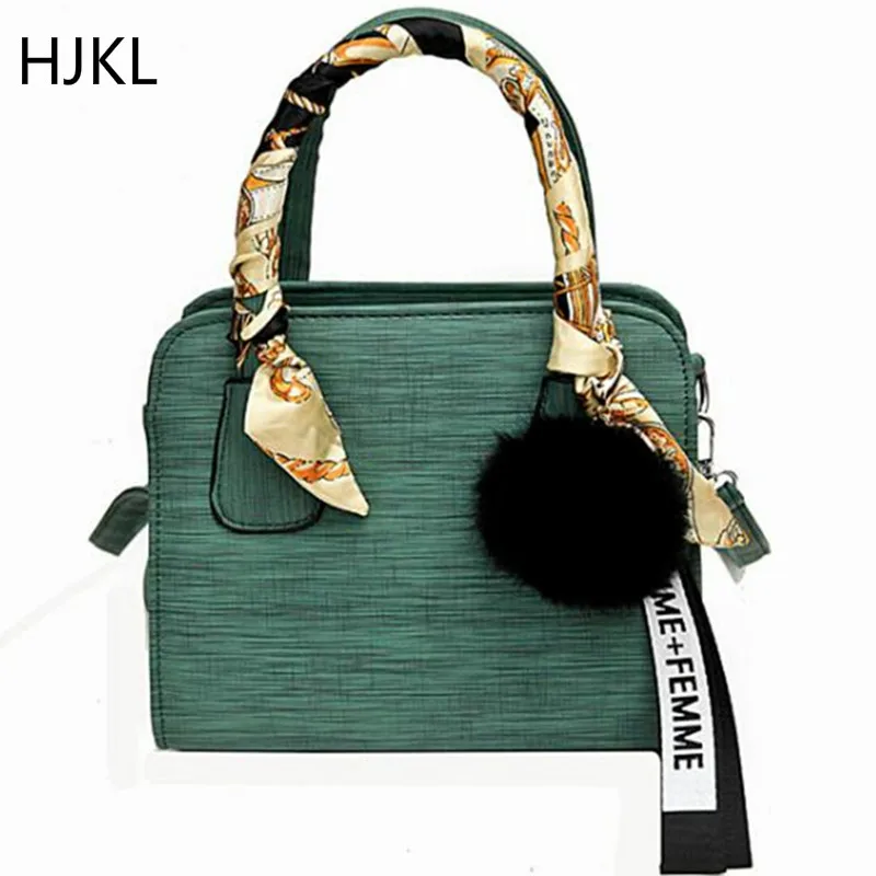 

Female Shoulder Bags 2020 New Fashion Crossbody Luxury Handbags Women Tote Square Designer Hair Ball High Capacity Travel Bag