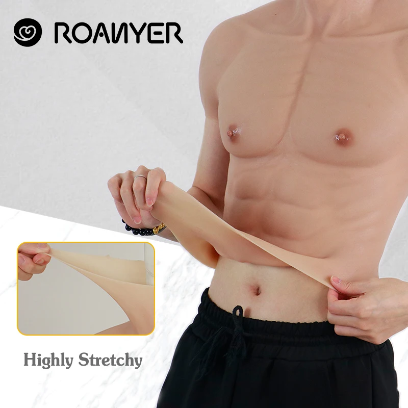 ROANYER Реалистичная искусственная силиконовая Мышцы костюм живота мачо мужской