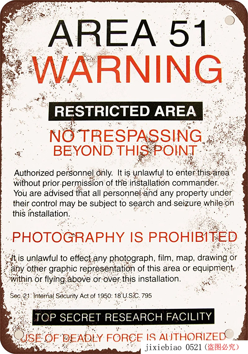 Предупреждение Area 51-металлическая жестяная вывеска НЛО Винтаж стенные бляшки Искусство Плакат Украшение картина домашний декор 20x30 см