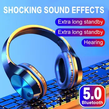 

T5 Wireless Bluetooth Headset Foldable Head-mounted Headset Running hanging ear stretch computer game headset