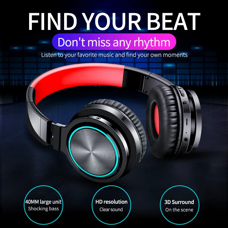 Picun B12 Беспроводной наушники Bluetooth 5 0 с 7 цветов светодиодный светильник 36H