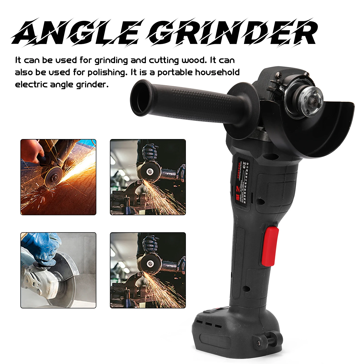 US $35.46 Angle Grinder 21V 100mm Brushless Cordless Impact Angle Grinder Variable Speed DIY Power Tool Portable Polishing Machine
