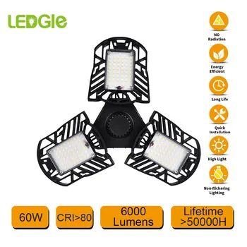 

60W E27 Led Bulb Deformable Lamp Super Bright Garage Light e27 LED Bulb Home Workshop Warehouse Lighting Adjustable Parking Lamp