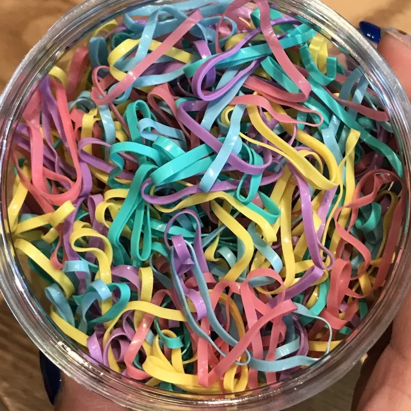 500PCS Colorful Thin Rubber Bands Candy Elastic Hair Bands Rubber Ropes  Girls Head Wear Ponytail Hair Accessories With Box