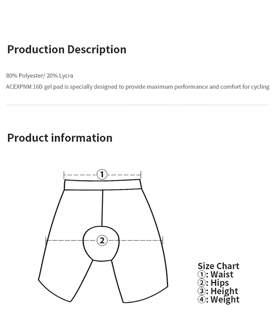 ACEXPNM Cycling Underwear Pro 16D Gel Padded Shockproof Black Underpant Bicycle Bike Underwear Cycling Shorts For Men Women