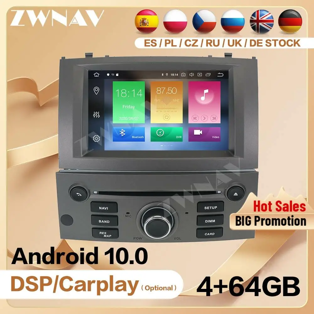 Carplay 2 Din для Peugeot 407 2004 2005 2006 2007 2008 2009 2010 Android плеер Видео Радио GPS NAVI головное