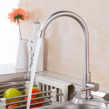 

Stainless Steel Bathroom Faucet 360 Degree Rotation Basin Sink Tap Kitchen Deck Mounted Swivel Single Handle Cold Water Faucet