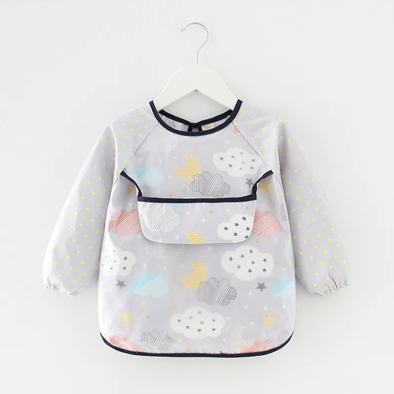 Baby Bandana Bibs Cute Colorful Cartoon Bibs Waterproof Infant Eating Children Drawing Long Sleeve Apron Baby Self Feeding Bib child safety seat Baby Accessories