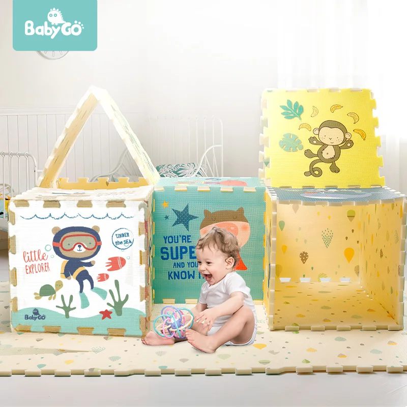 Детский коврик для ползания BabyGo утолщенный 2 см безвкусный игровой из пены XPE 6 шт.