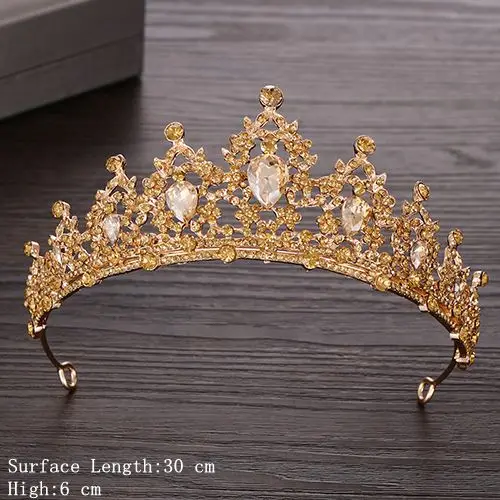 Champagne gold Кристалльная тиара из горного хрусталя Корона Свадебные аксессуары для волос свадебная тиара Корона для волос Свадебные украшения для волос кристалл тиара Золотая диадема - Окраска металла: Champagne gold
