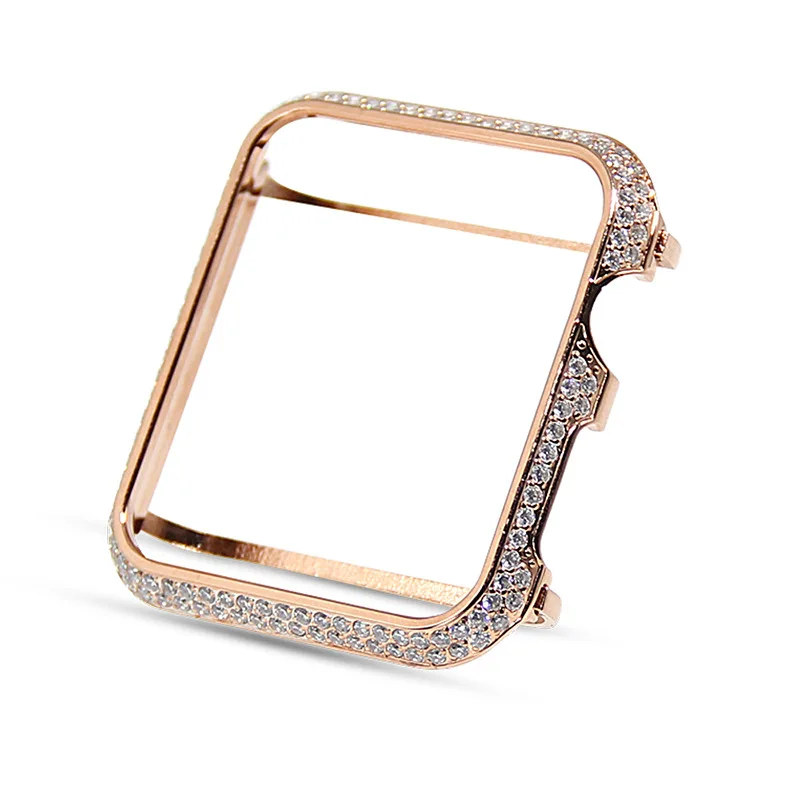 

Amazon Hot Selling New Style Apple Diamond Set Metal Character And Picture Frame with Diamond Watchcase IWatch Gold Plated Prote