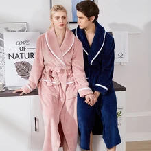 2019 Tmall Brand Men Women Winter Robe Comfortable Soft Warm Long Bathrobes Male Home Velvet Couple Dressing Gown Plus Size