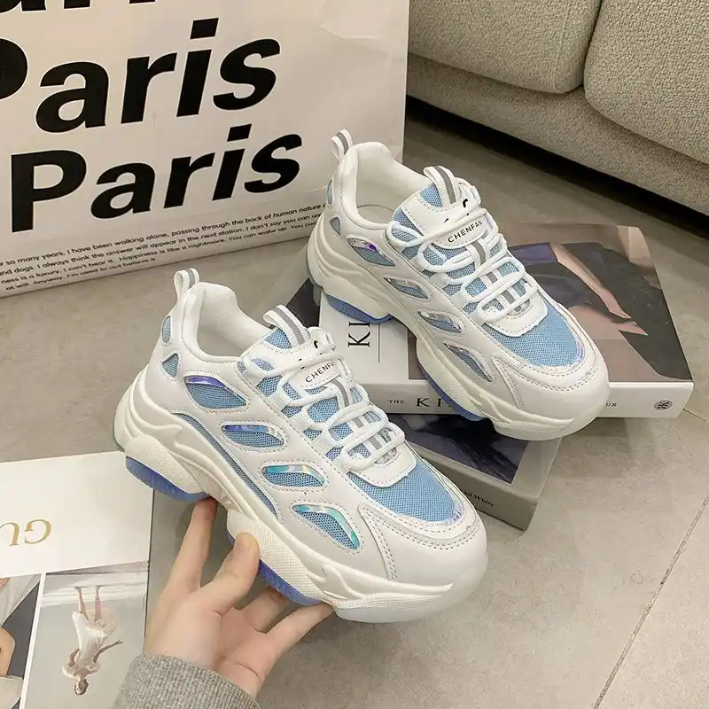 21夏韓国スタイルの女性のファッション通気性カジュアルシューズ快適なプラットフォーム分厚い靴女性スニーカー レディースヴァルカナイズシューズ Aliexpress