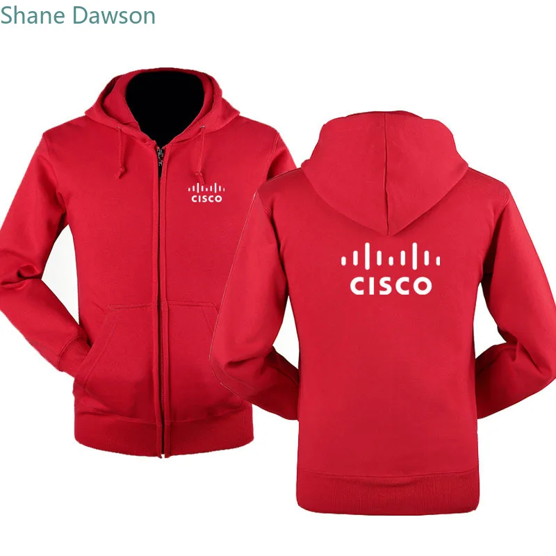 Осень зима логотип CISCO толстовки на молнии с принтом Мужская Флисовая Куртка с капюшоном толстовки на молнии худи