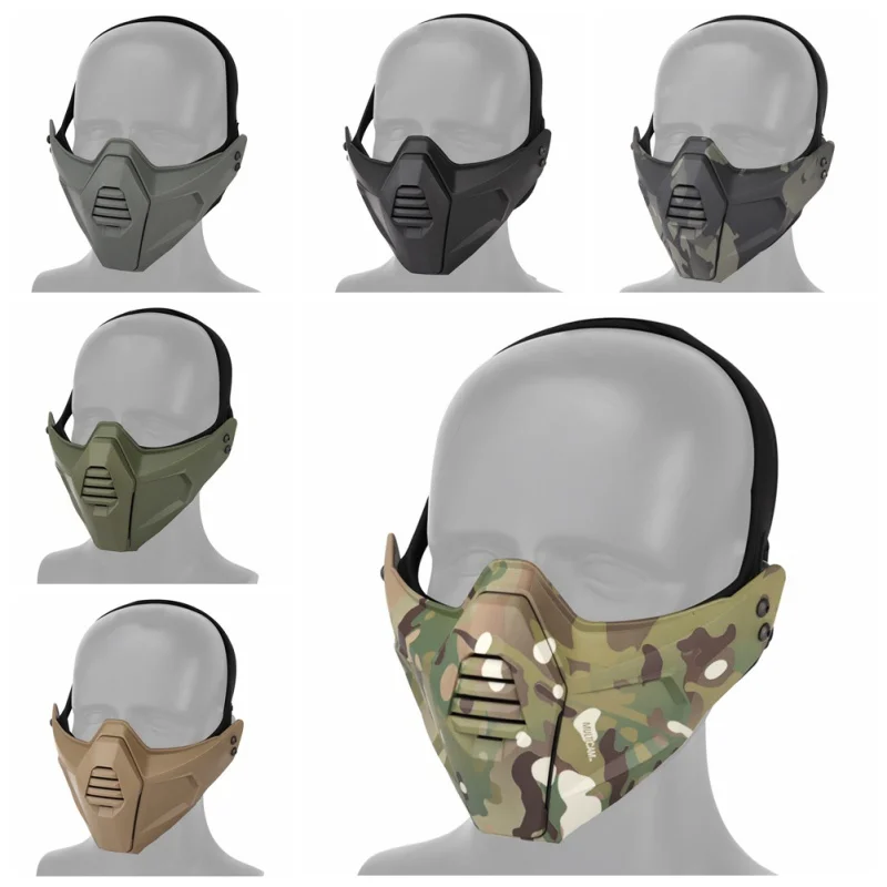 Тактическая Маска для охоты, страйкбола, полумаска для лица Wargames, камуфляжная Защитная дышащая нижняя маска, маска для защиты пейнтбола