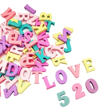 

Letters 100Pcs + Numbers 100Pcs Color Wooden Home Decoration Accessories DIY Crafts Name Fridge net