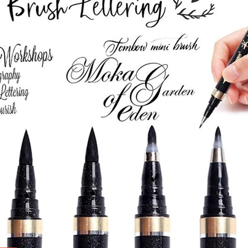 Bolígrafos de caligrafía-6 uds., conjunto de caligrafía para principiantes, rotuladores de pincel negro rellenables para escritura, letras, AliExpress Suministros para oficina y escuela