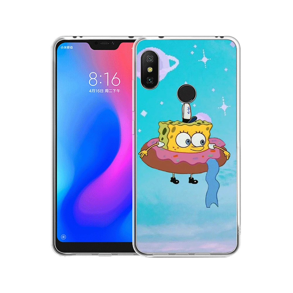 Мобильный чехол для телефона для Xiaomi mi 5 5S 6 mi x 2S 8 A1 A2 5X 6X Lite F1 9 9T MAX 3 A3 Pro CC9 CC9E твердый переплет рисунком из мультфильма «Губка Боб»-2