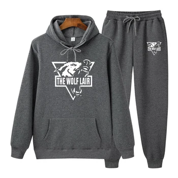 

2020 New Fitness Sweatshirts Pants Sets Hoodies Men Printed Anime Wolf pattern fashion hoody Autumn Winter Casual pullover