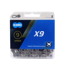 KMC X9 X9.93 MTB дорожный велосипед серебряная цепь 116 звеньев 9 цепь для скоростного велосипеда волшебная кнопка горный велосипед запчасти с оригинальной коробкой