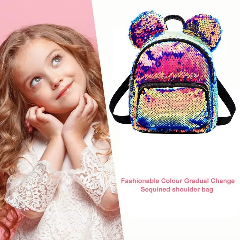 New Baby Girls Kids Backpack Mouse Ears Bags Kids Fashion Mini School Bag Women Travel Sequins Backpack Mini Bag Dropshipping