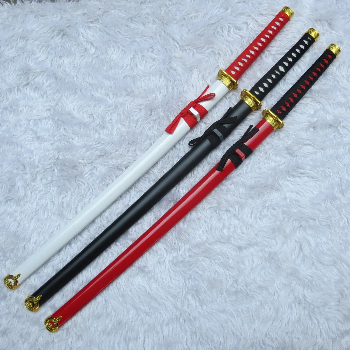 

Black-red-white three-color simulation sword around animation wood animation sword