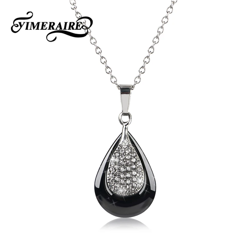 TUHE 2018 Water Drop CZ Crystal Pendant Necklace For Women High Quality Stainless Steel Chain Beauty Engagement Party Jewelry | Украшения и