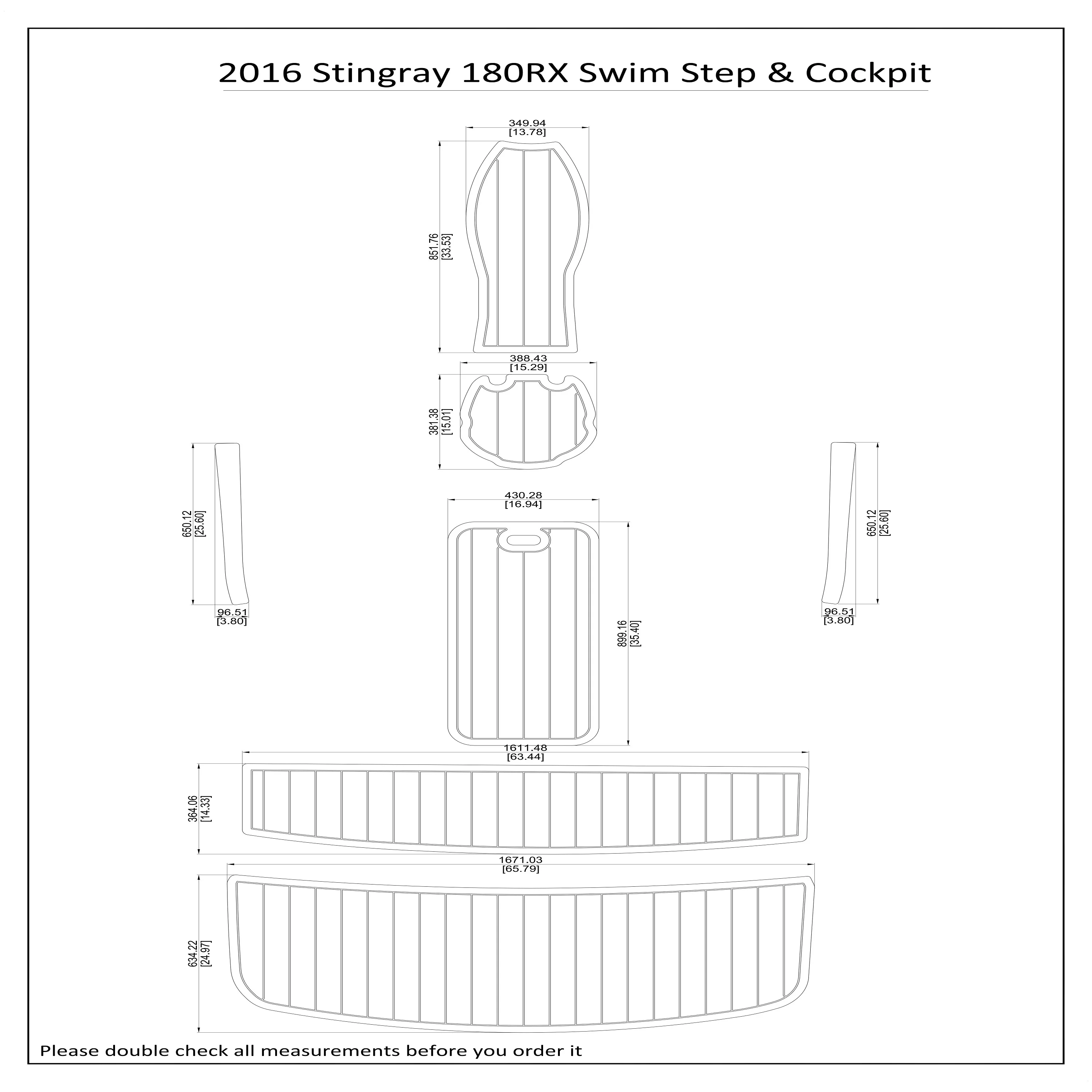 

2016 Stingray 180RX Swim Step Cockpit Boat EVA Faux Foam Teak Deck Floor Pad