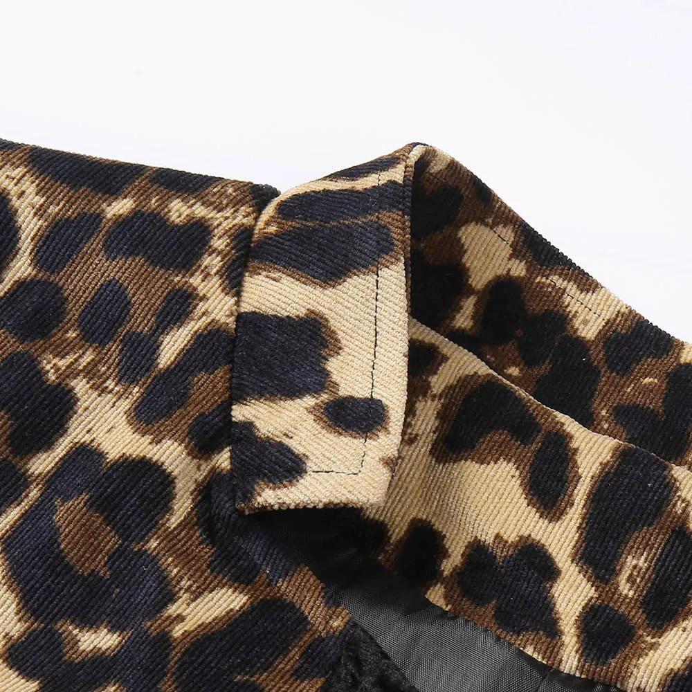 New Fashion Women Leopard Print Blazer Women Ladies Jackets Suit Slim Yards Ladies Blazers Work Wear Blazers#D6