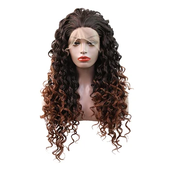 

Natural Looking Afro Long Loose Curly Synthetic Lace Front Wigs Hear Resistant Synthetic Hair for Fashion Women