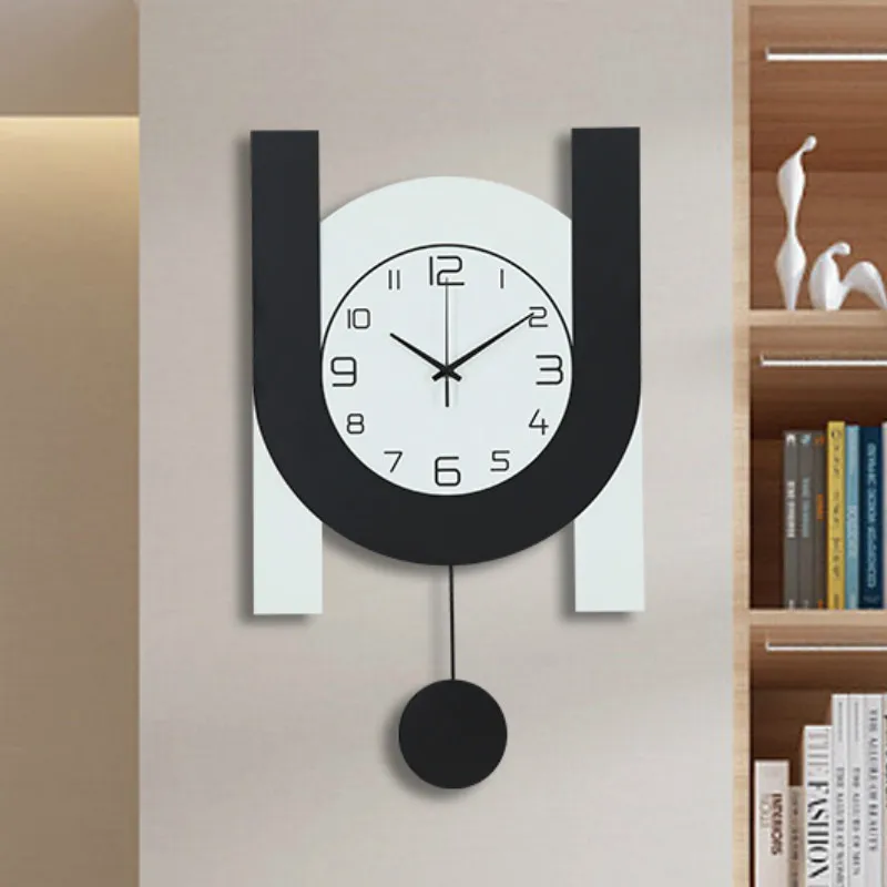 

Simple Nordic Wall Clock Art Creative Silent Swing Metal Wall Clock Pendulum Reloj Pared Digital Living Room Decor Clocks MM60WC