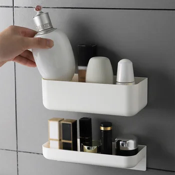 

Wall-mounted Storage Box Cosmetics Storage Box Bathroom Storage Rack With Punch-free No-mark Stick Organizer HOT