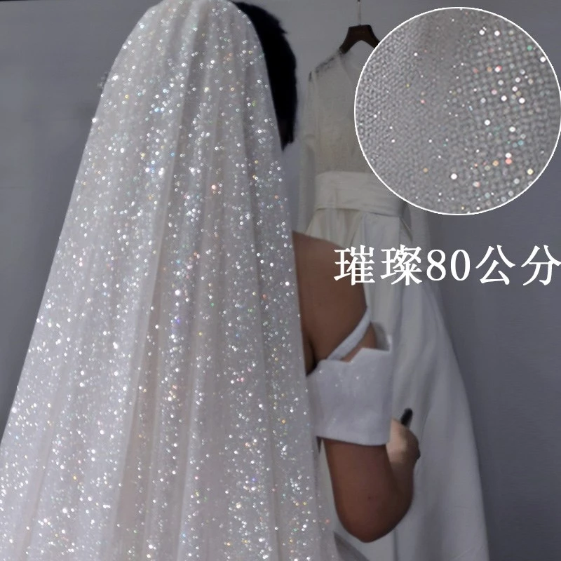 B58-D Bling Gold 3 Meters Bridal Veil One Layer White Champagne Wedding Veils With Comb Party Veils Luxurious Veils Accessories