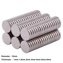 10pcs Dia 12mm Round Neodymium Magnets Magnet Disc Thickness 1/1.5/2/3/4/5/6mm Earth Magnet Strong Craft Magnets N35