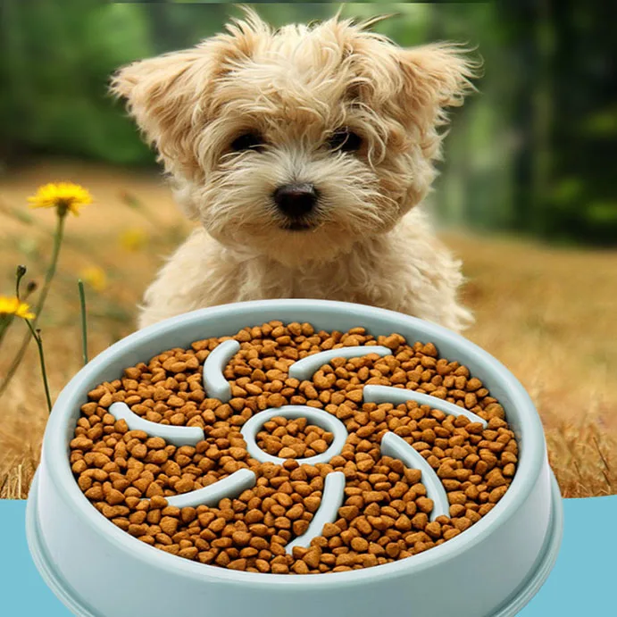 Cuenco alimentador lento para mascotas, productos de plástico seguros e inofensivos para gatos, perros y cachorros, antideslizantes