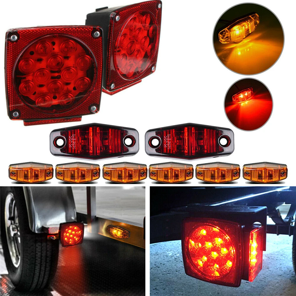 

10PCS Over 80" Truck Trailer LED Light Kit Stop Turn Tail Side Marker Light Waterproof