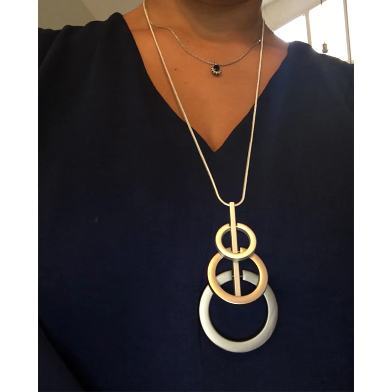 Женское модное ожерелье простой дизайн с подвеской длинная цепь для свитера