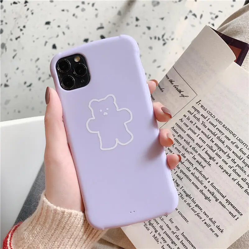 c Яркие противоударные чехлы для телефонов iphone 8, 7 Plus, сплошной нескользящий мягкий чехол с рисунком медведя для iphone 11 Pro XR X XS Max - Цвет: c