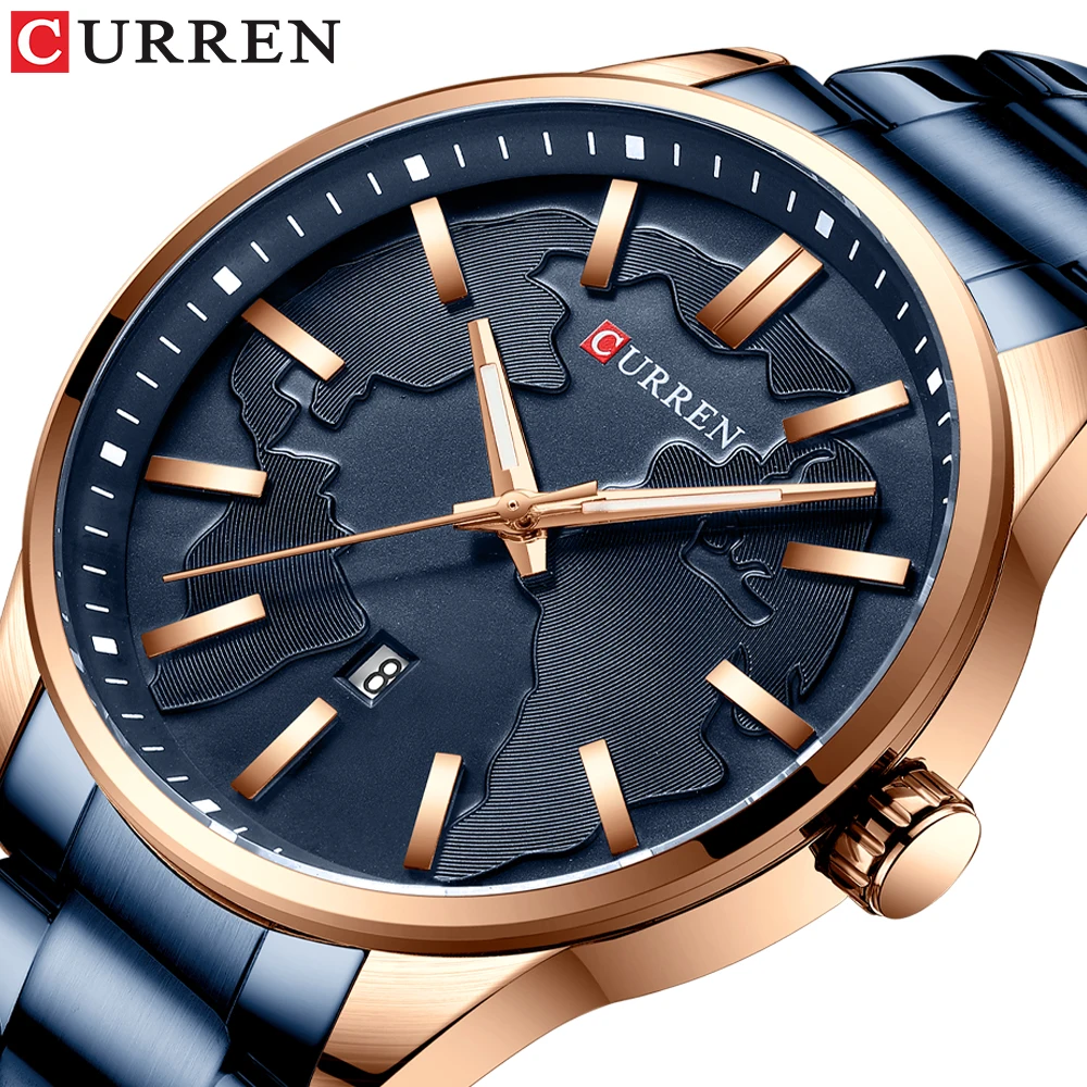 Top Fashion Brand CURREN New Quartz Watches for Men Unique Dial Business Stainless Steel Band Gentlemen's Wristwatch Clock Male