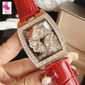 

Women Watches Rose Gold Quartz Dress Rotation Watches Czech Diamond Barrel Casual Ladies Watch montre femme relojes para mujer