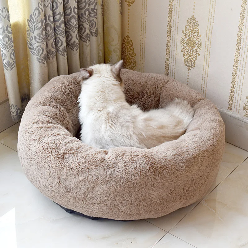 Round Plush Dog Cats Bed Sleeping