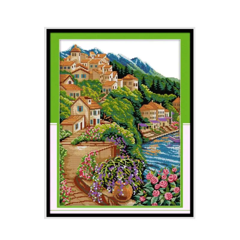Near sea and hill cross stitch kit 14ct 11ct count printed canvas stitching embroidery DIY handmade needlework | Дом и сад