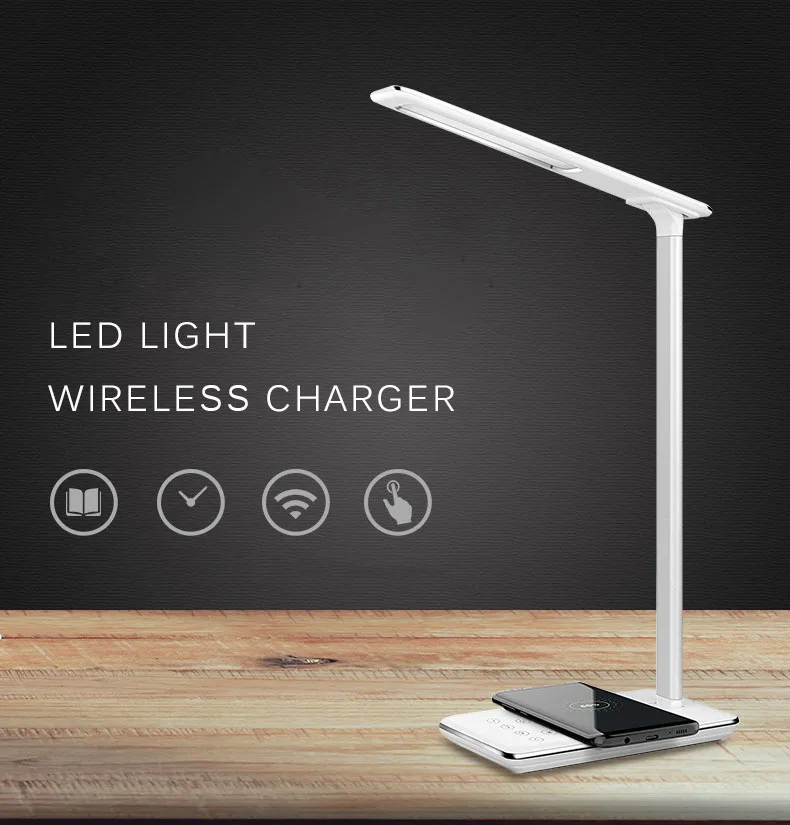 

Desk LED Lamp Light Qi Wireless Cell Phone Charger for iPhone 8 X XS Max XR Fast Wireless Charging Pad for Samsung S9 S8 Note 8
